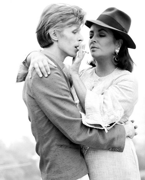 Photograph by Terry O'Neill of David Bowie and Elizabeth Taylor 