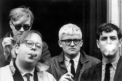 Andy Warhol, Henry Geldzahler, David Hockney and David Goodman