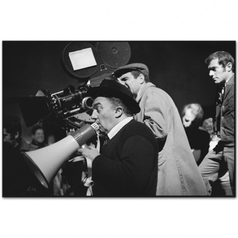 Federico Fellini giving direction during a take,Satyricon, Rome, Italy 1969
