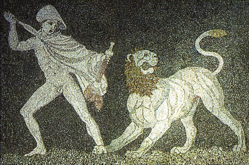 Aleksandar Veliki i lav, mozaik, 3. vek p.n.e.