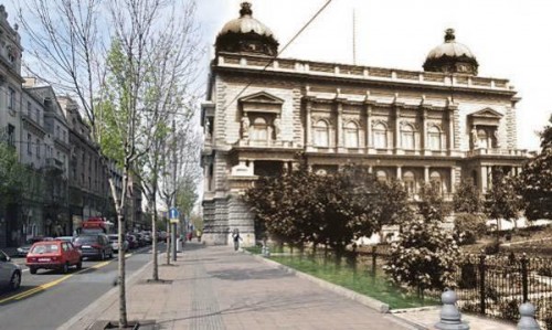Фотомонтажа двора саграђеног на месту Старог конака где је живео уставобранитељ Стојан Симић