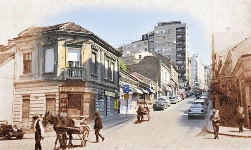 Фото-монтажа улице која је била средиште трговине и представљала први контакт дошљака са Београдом