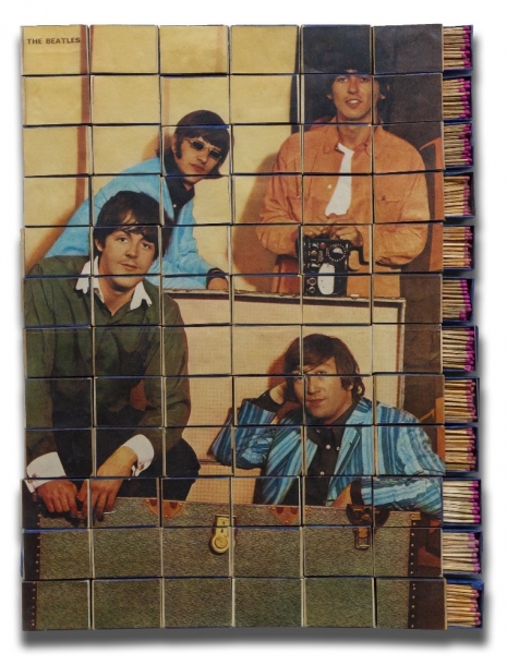 Marko Pogačnik (OHO group), The Beatles Matchboxes, 1968, mixed media, matchboxes, 460 x 380 mm, Marinko Sudac Collection