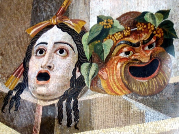 Трагичке и комичке античке маске, римски мозаик